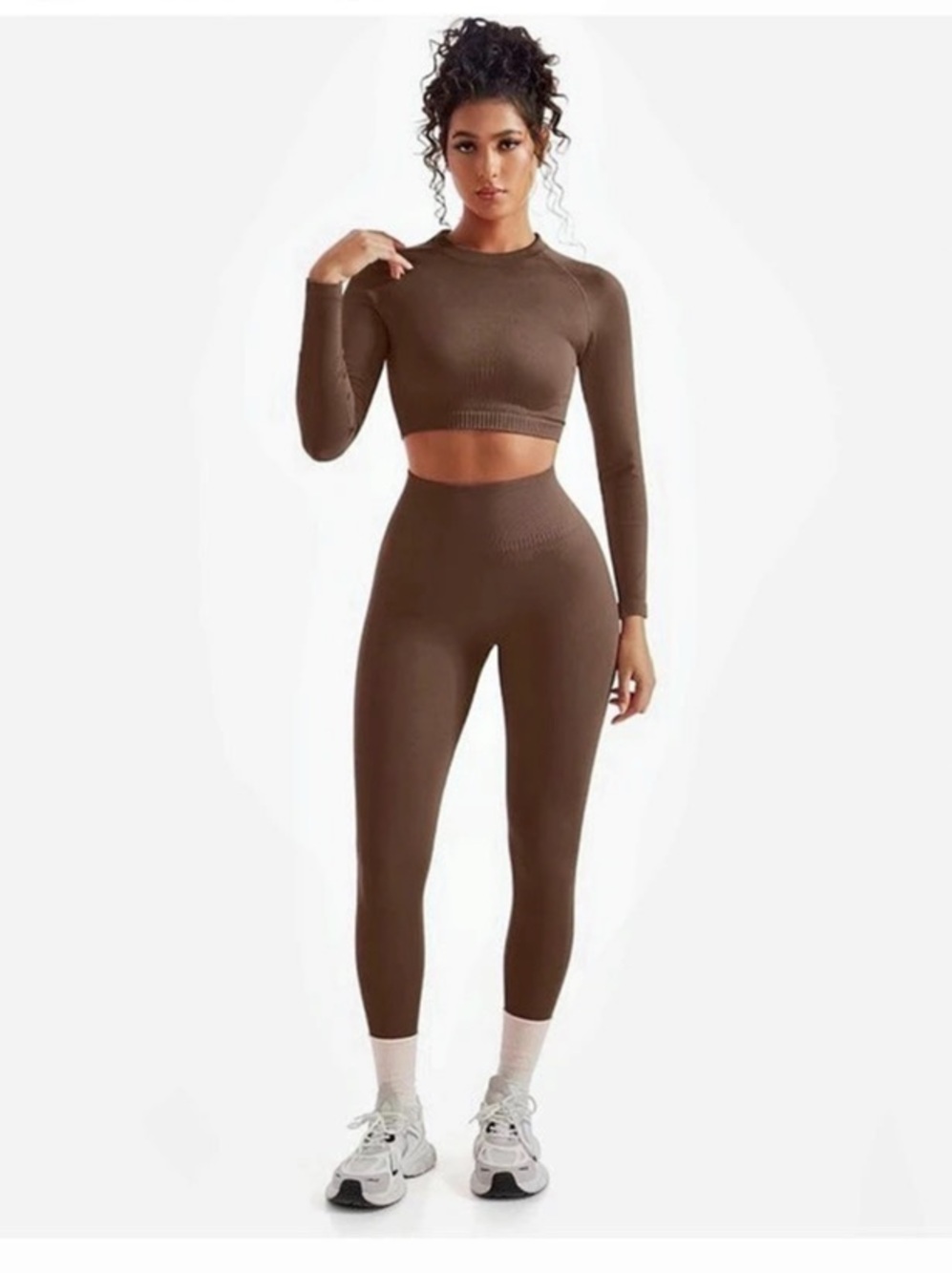 Suuksess Brown Crop Top & Leggings Set